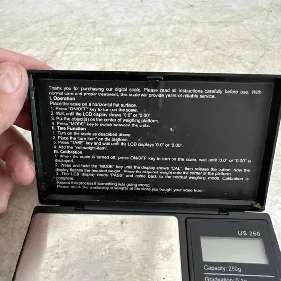 US-250 250g x0.1g DIGITAL JEWELRY SCALE FROM US BALANCE - Picture 4 of 7